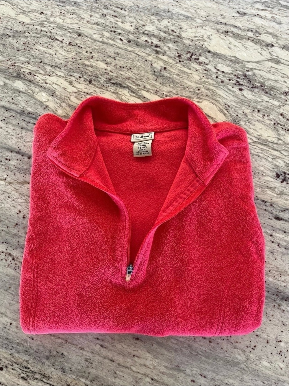 L.L. Bean Bright coral color Quarter-Zip Fleece Pullover